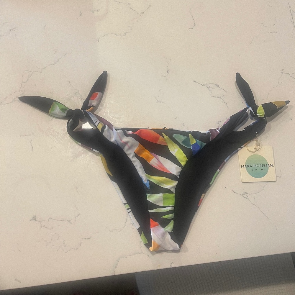 NWT - Mara Hoffman Black Print Bikini Bottom - XL